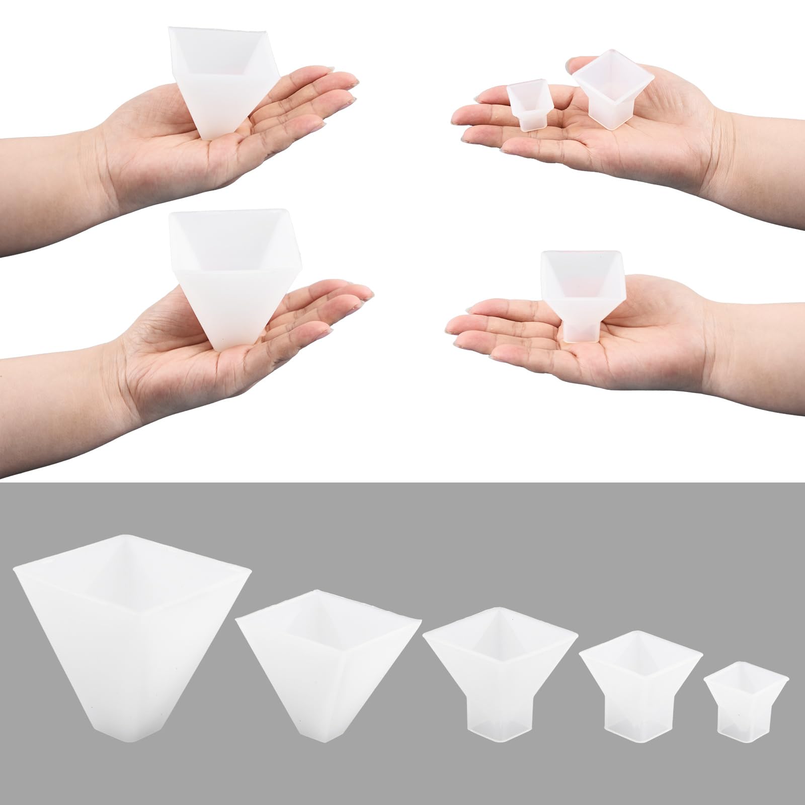 5-Piece Pyramid Silicone Mold Set for Resin Casting - DIY Epoxy Crystal Molds for Crafts, Jewelry Making & Home Decor - Perfect for DIY Gifts, Ornaments & Decorative Art Projects