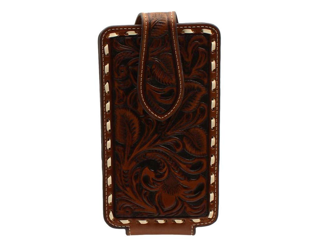 ARIAT Unisex Tooled Leather Cell Phone Case - Brown, One Size - Durable & Stylish Phone Holder for Men & Women - Perfect for Work, Travel & Everyday Use
