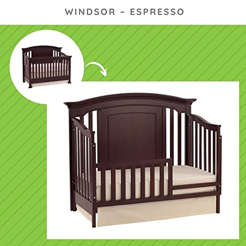 Toddler Bed Safety Guard Rail for Baby Cribs - Espresso Wood Finish | Anti-Roll Protection for Kids | Easy Installation for Nursery & Daycare Use