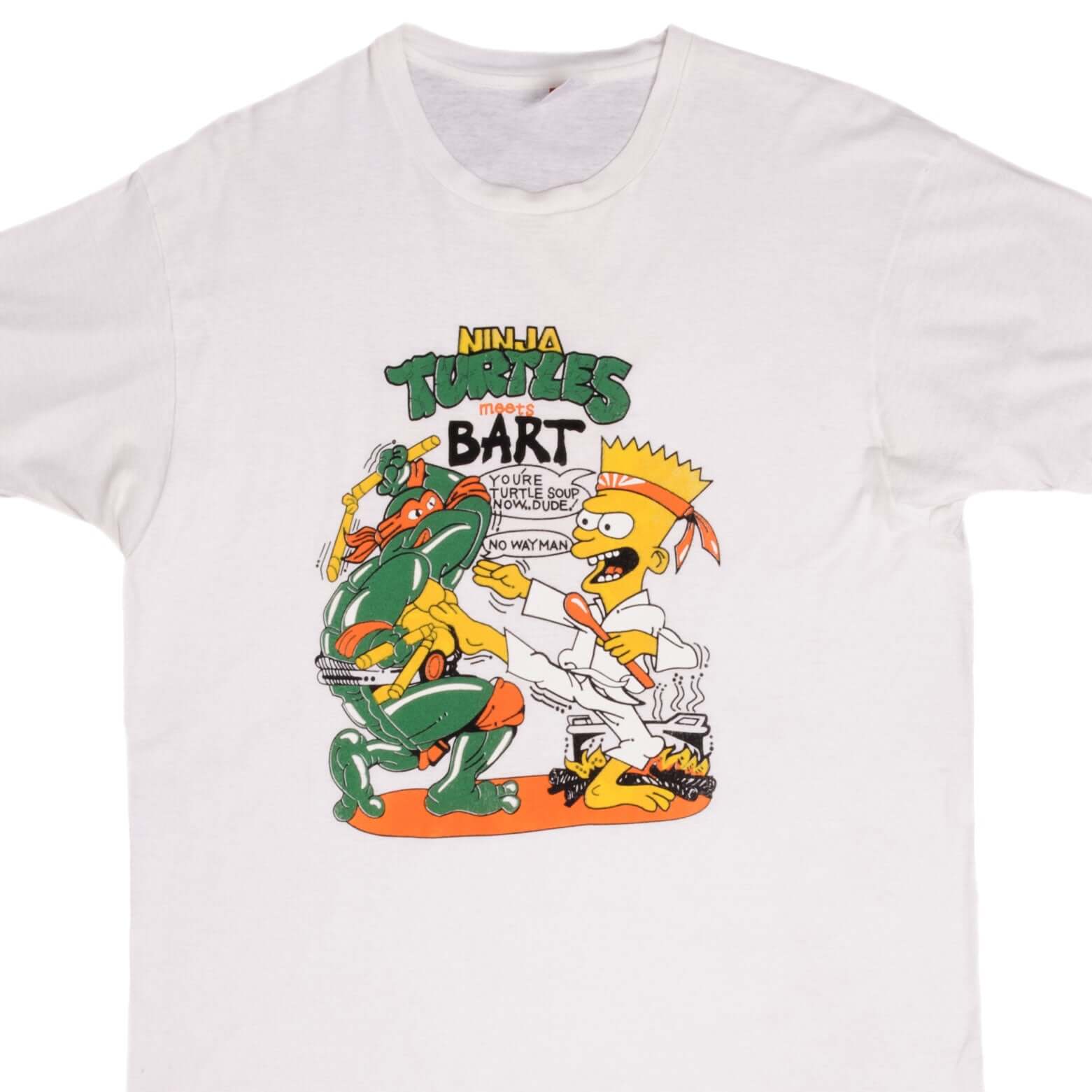 Vintage Bart Simpson & Ninja Turtles Graphic T-Shirt 1990s Retro Cartoon Tee - Large Size - 100% Cotton - Made in USA - Perfect for Casual Wear, Cosplay and 90s Nostalgia Fans