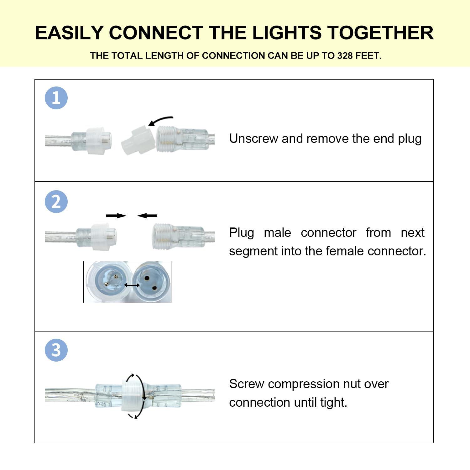 50FT Warm White LED Rope Lights - Waterproof Outdoor & Indoor Flexible String Lights with 450 LEDs, Connectable Plug-in Design for Bedroom, Garden, Patio, Deck, Christmas & Holiday Decorations - Perfect for Ambient Lighting and Party Decor