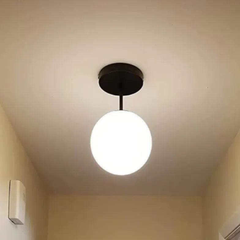 Modern White Glass Ball Pendant Light - Minimalist Ceiling Fixture for Dining Room, Bedroom, and Living Room Decor
