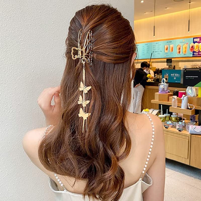 UltraStylist 1PC Butterfly Metal Hair Claw Clip - Large Non-Slip Gold Hair Clamp for Thick Hair | Fashion Hair Accessories for Women | Perfect for Updos, Ponytails & Everyday Styling