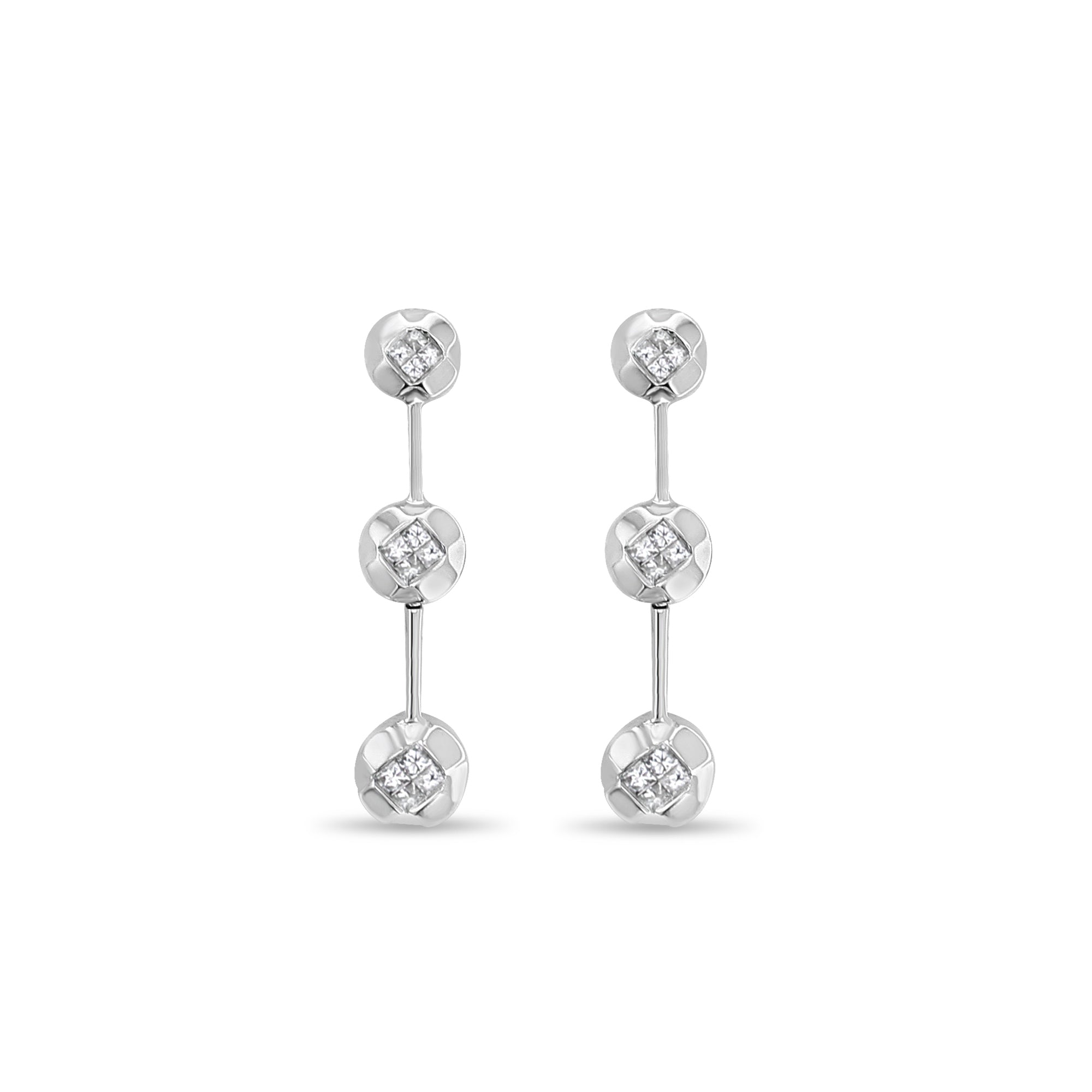 1.00cttw Bezel Set Diamond Drop Earrings in 14K White Gold - Elegant Dangling Earrings for Weddings, Parties & Special Occasions