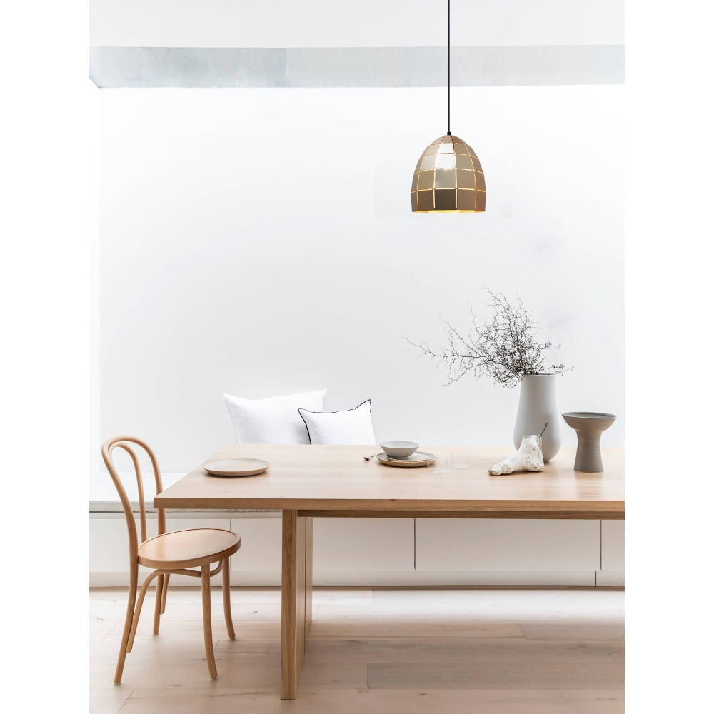 Modern Pendant Lamp Light ES Champagne Gold Tiled Ellipse - Elegant Hanging Light Fixture for Dining Room, Kitchen Island, Living Room, Bedroom Decor