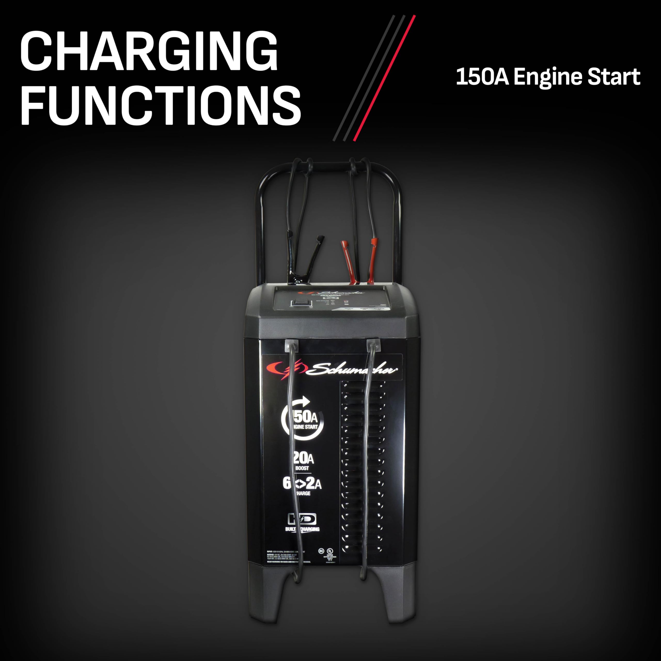 Schumacher SC1364 4-in-1 Fully Automatic 12V Battery Charger & Engine Starter - 150 Cranking Amps, 20A Boost for Cars, SUVs, Trucks & Marine Batteries | Emergency Jump Start & Winter Vehicle Maintenance