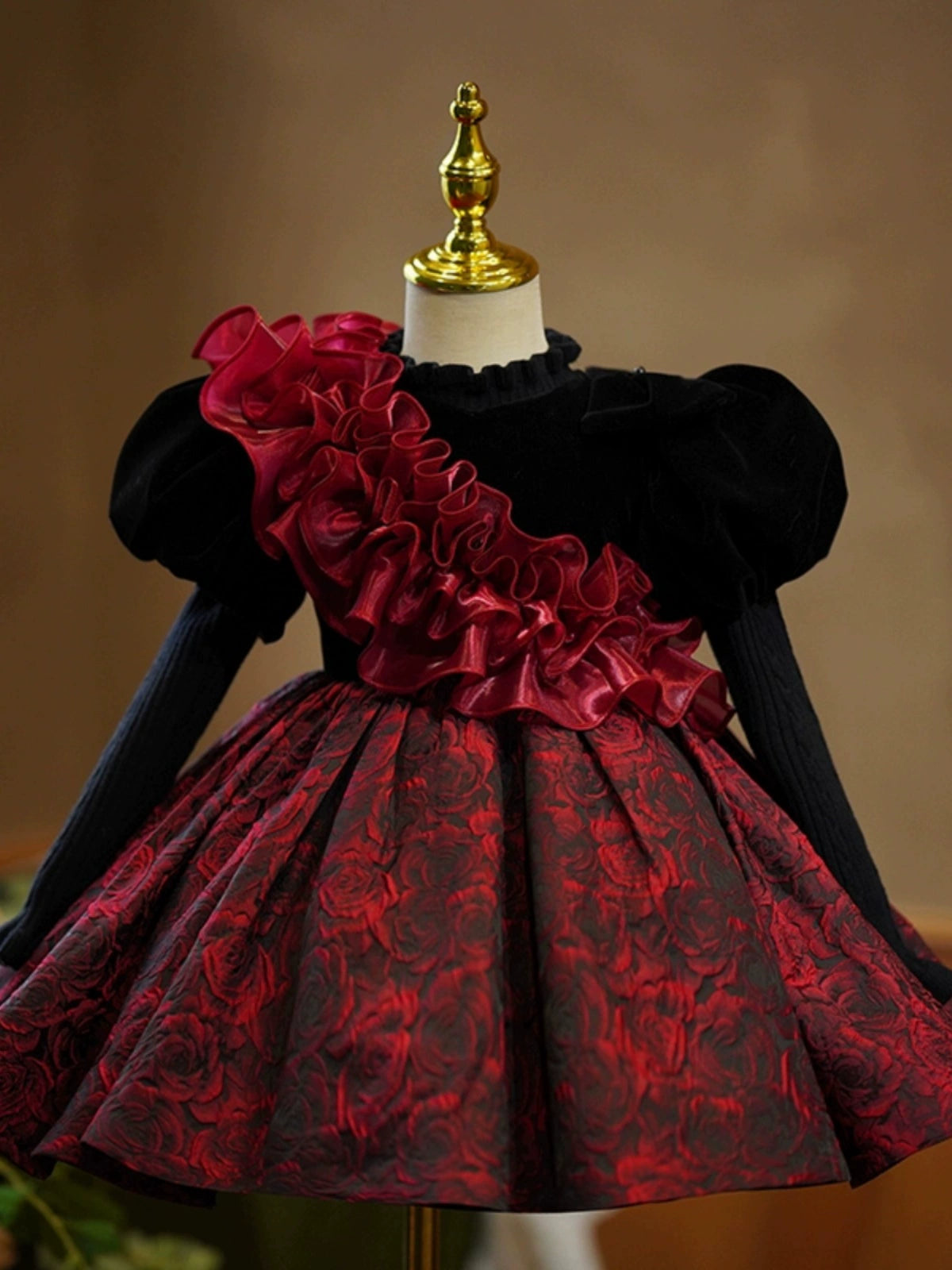 Adorable Wine Red Baby Girl Dress for Toddlers - Birthday & Christmas Princess Gown | Perfect for Parties, Photos & Special Occasions