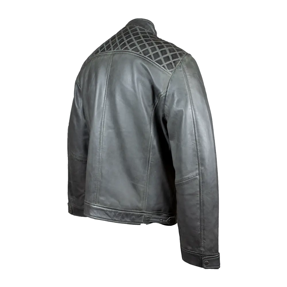 BOL Men's Quilted Shoulder Leather Jacket - Stylish Winter Coat for Casual Wear & Outdoor Activities
