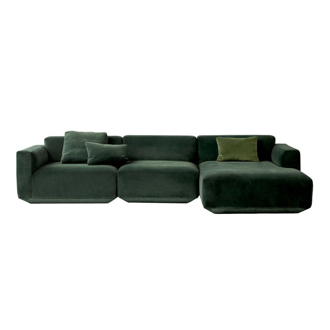 Develius Models E & F 3-Seater Sofa with Chaise Lounge - Modern Living Room Furniture for Small Spaces, Apartments & Home Theater Seating