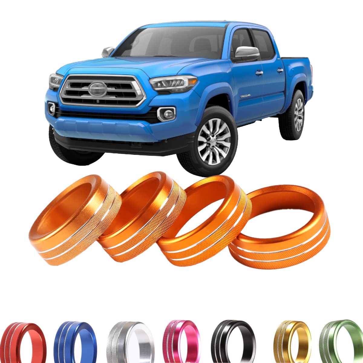 2016-2020 Toyota Tacoma Air Conditioner AUTO Switch CD Button Knob - Aluminum Alloy Interior Center Console Trim Cover (Orange) - Perfect for Upgrading Your Tacoma's Dashboard & Enhancing Driving Comfort