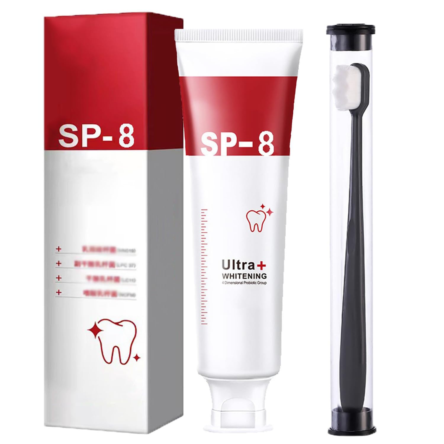 SP8 Probiotics Toothpaste for Teeth Whitening & Deep Cleaning - Ultra Brightening & Fresh Breath Oral Care - Ideal for Daily Use, Travel & Sensitive Teeth