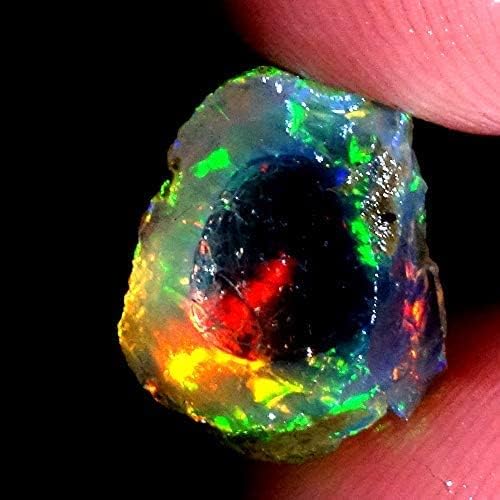 03.95Cts Natural Ethiopian Welo Fire Opal Rough Gemstone with Play of Color for Jewelry Making, Collecting & Healing Crystals