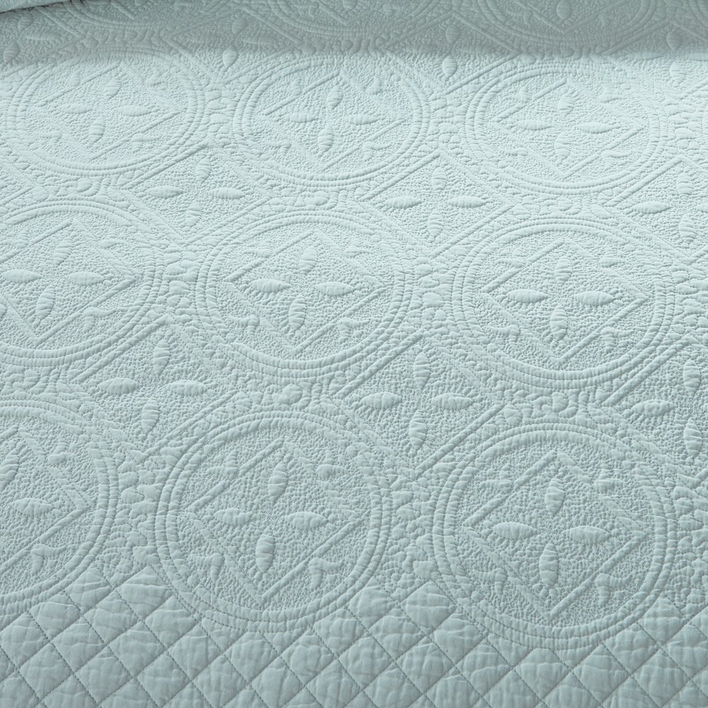 Luxury Calla Angel Sage Garden 100% Pure Cotton Quilt King Size - Light Aqua Blue for Bedroom Decor & Cozy Sleep