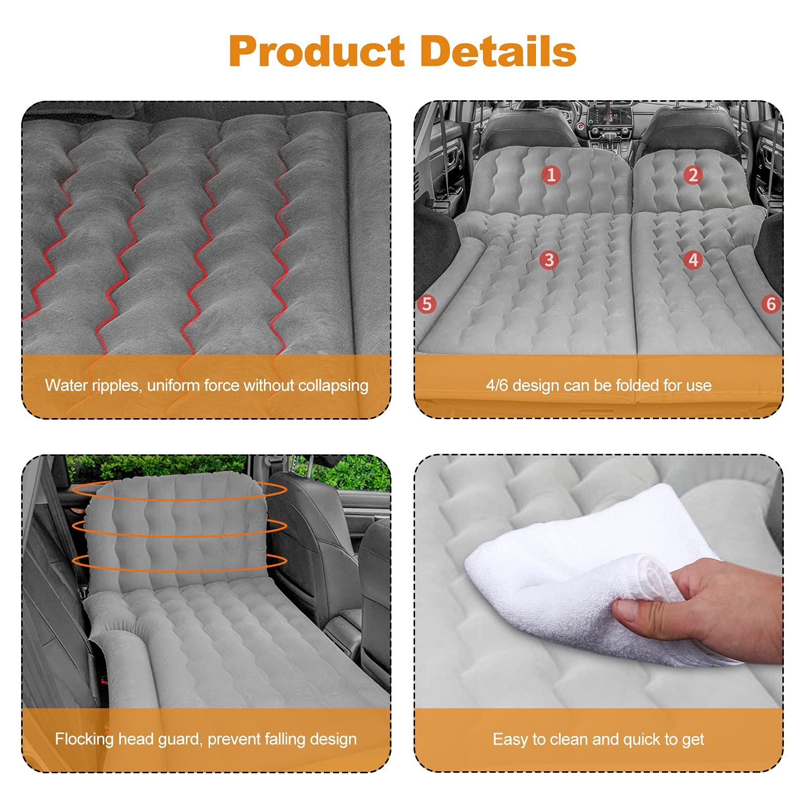 **Ergocar Universal Inflatable Car Air Mattress for SUV, RV, Truck - Portable Blow-Up Bed with Pillows for Camping, Hiking, Travel & Beach - Perfect for Road Trips, Outdoor Adventures & Guest Sleepovers - Black**