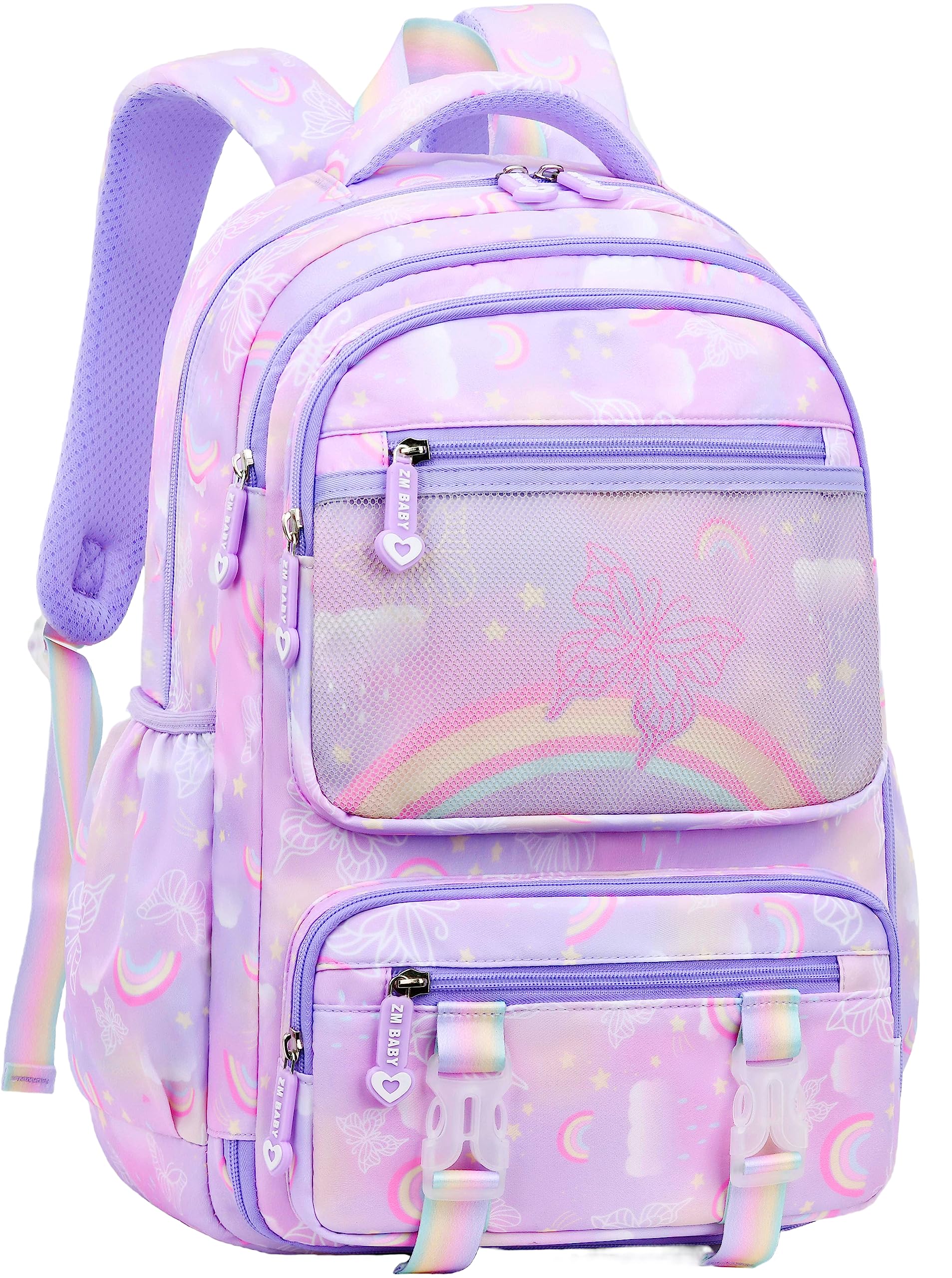 Vimivon Girls Backpack for Kids 6-8 Years Old, Butterfly Design School Backpack for Elementary & Kindergarten, Lightweight Bookbag for 1st 2nd Grade Students - Perfect for School, Travel & Daily Use (Purple)