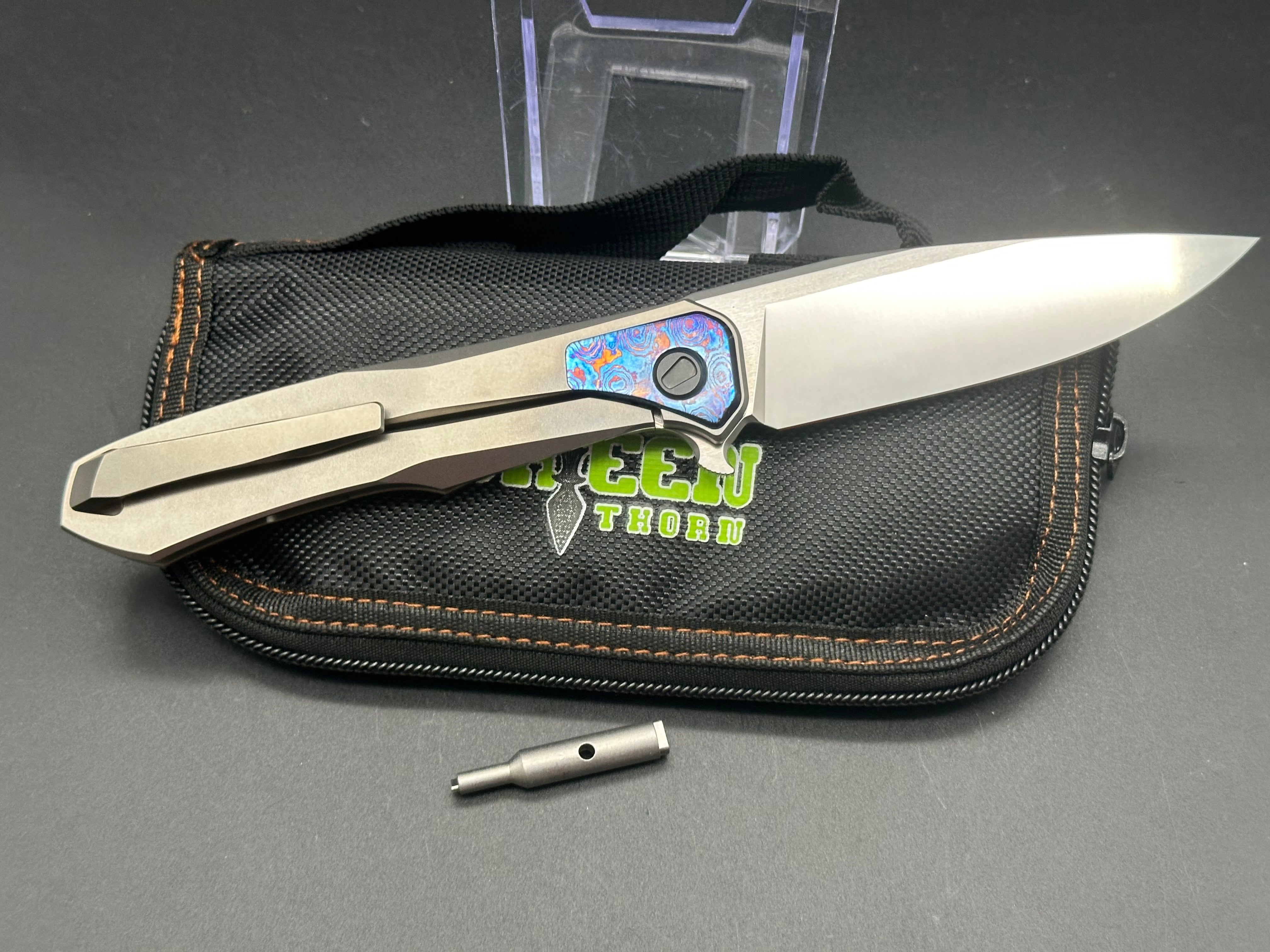 Premium Green Thorn Lochsa Folding Knife - M390 Super Steel Blade & TC4 Titanium Integral Handle for Outdoor, Camping, Hunting, and EDC Use