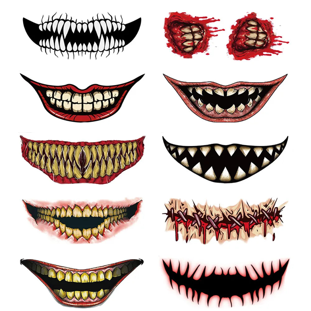 10PCS Halloween Temporary Tattoos for Kids - Scary Fake Wounds & Scars Makeup Stickers - Perfect for Halloween Costumes, Trick or Treat, and Party Decorations
