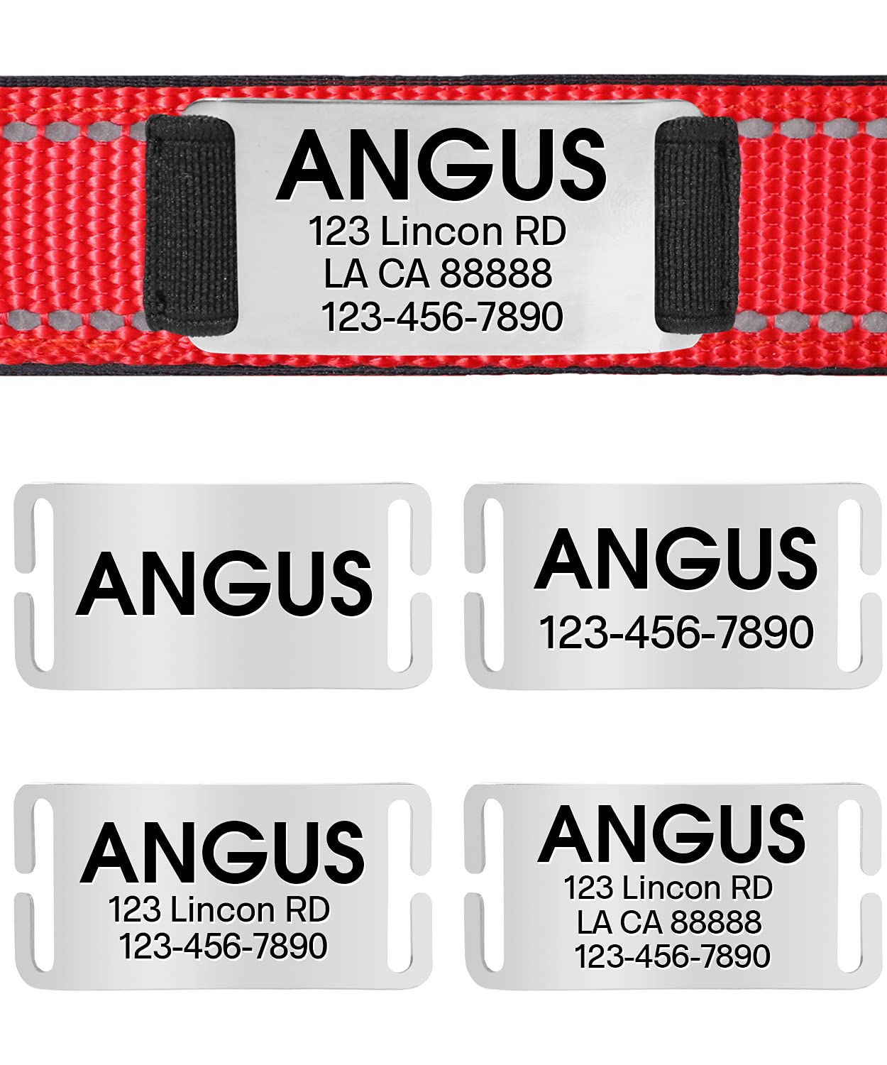 Joytale Personalized Dog Collars - Reflective Nylon Pet Collar with Engraved Name Plate | Custom Small Dog Collar in Red Size S | Perfect for Night Walks & Pet Safety
