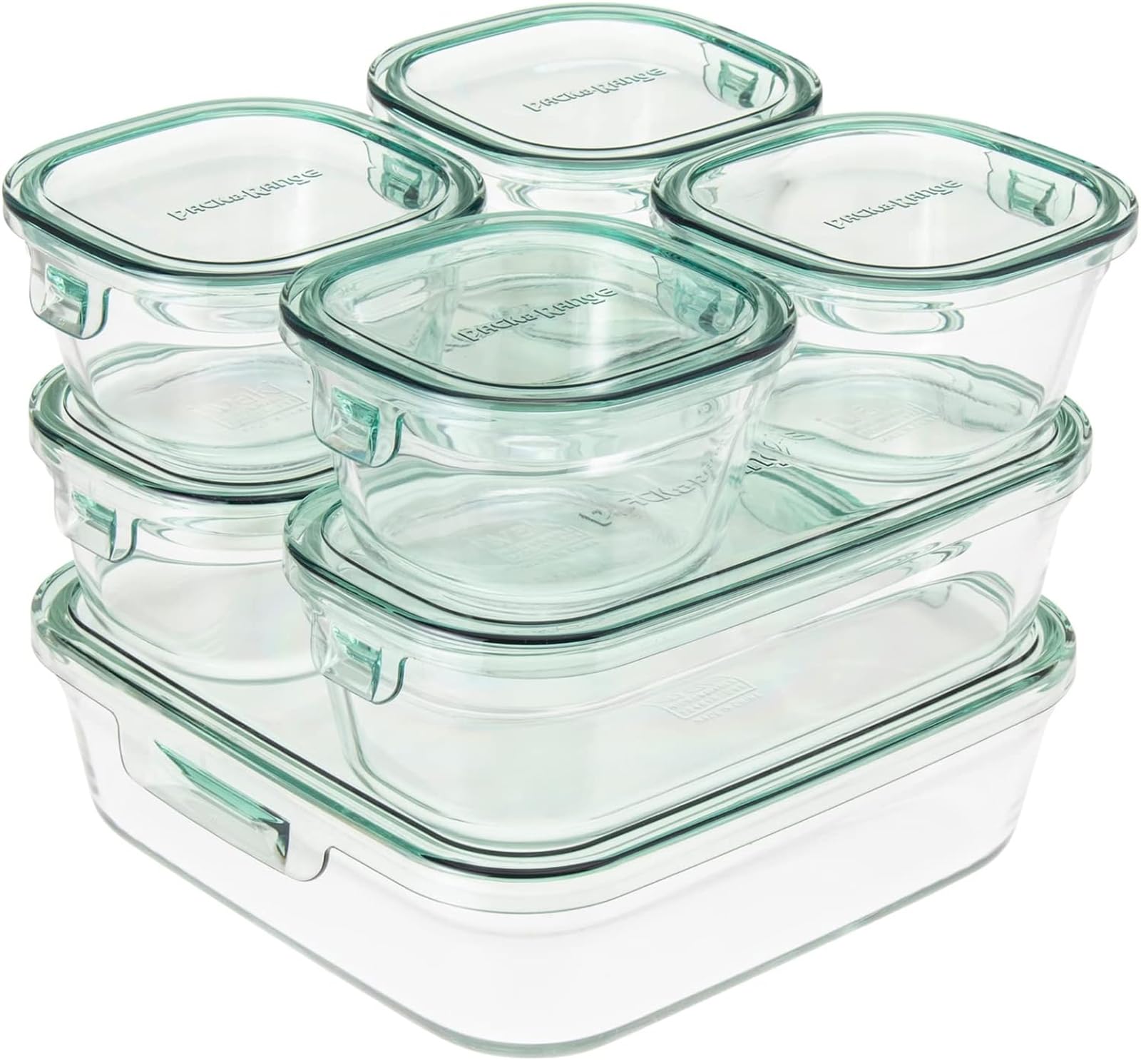 Iwaki PSC-PRN-G7 7-Piece Heat-Resistant Glass Food Storage Container Set - Microwave, Freezer & Oven Safe - Perfect for Meal Prep, Leftovers & Pantry Organization
