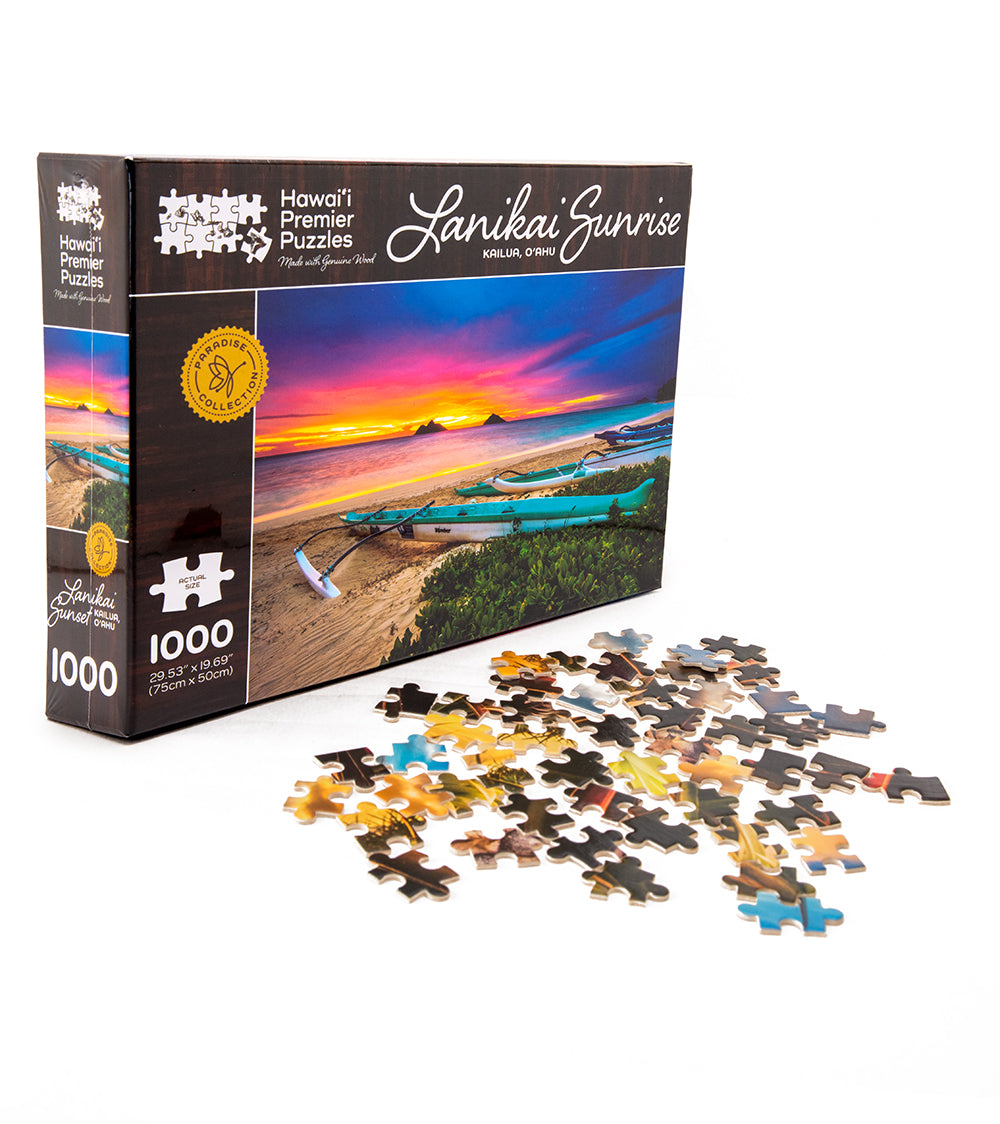 Lanikai Sunrise Wooden Jigsaw Puzzle - 500 Piece Hawaiian Beach Scenery Puzzle for Adults & Teens - Perfect for Relaxation, Stress Relief & Home Decor