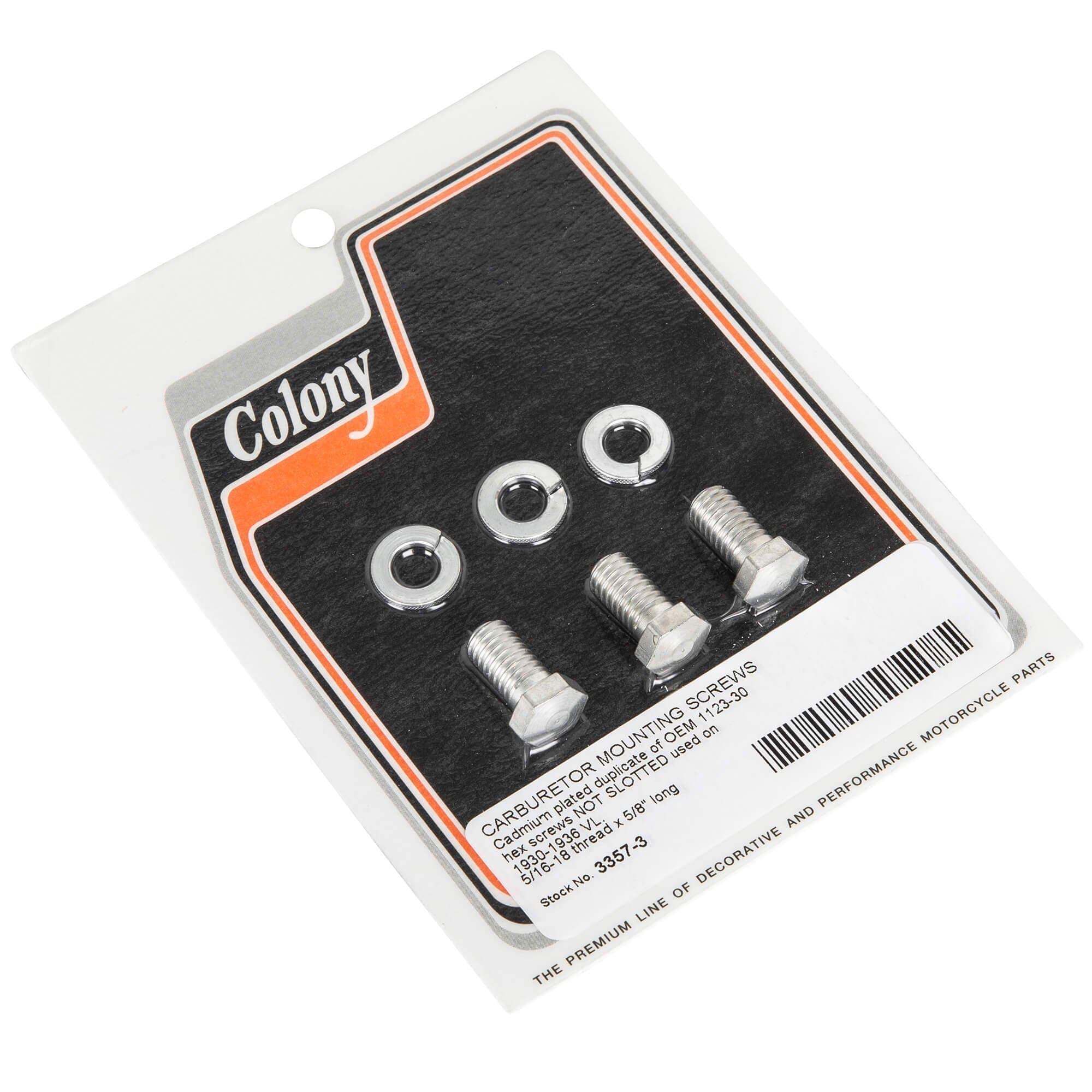 1930-1936 Harley Davidson VL Carburetor Mounting Screws (3-Pack) - CAD Plated Replacement Parts for Classic Motorcycle Restoration & Engine Repair
