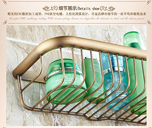 Elegant Brass Wall-Mounted Bathroom Shelf - Bronze Finish Storage Basket & Soap Holder Rack (30cm) - Perfect for Small Bathrooms, Vanity Organizers & Spa-Style Decor