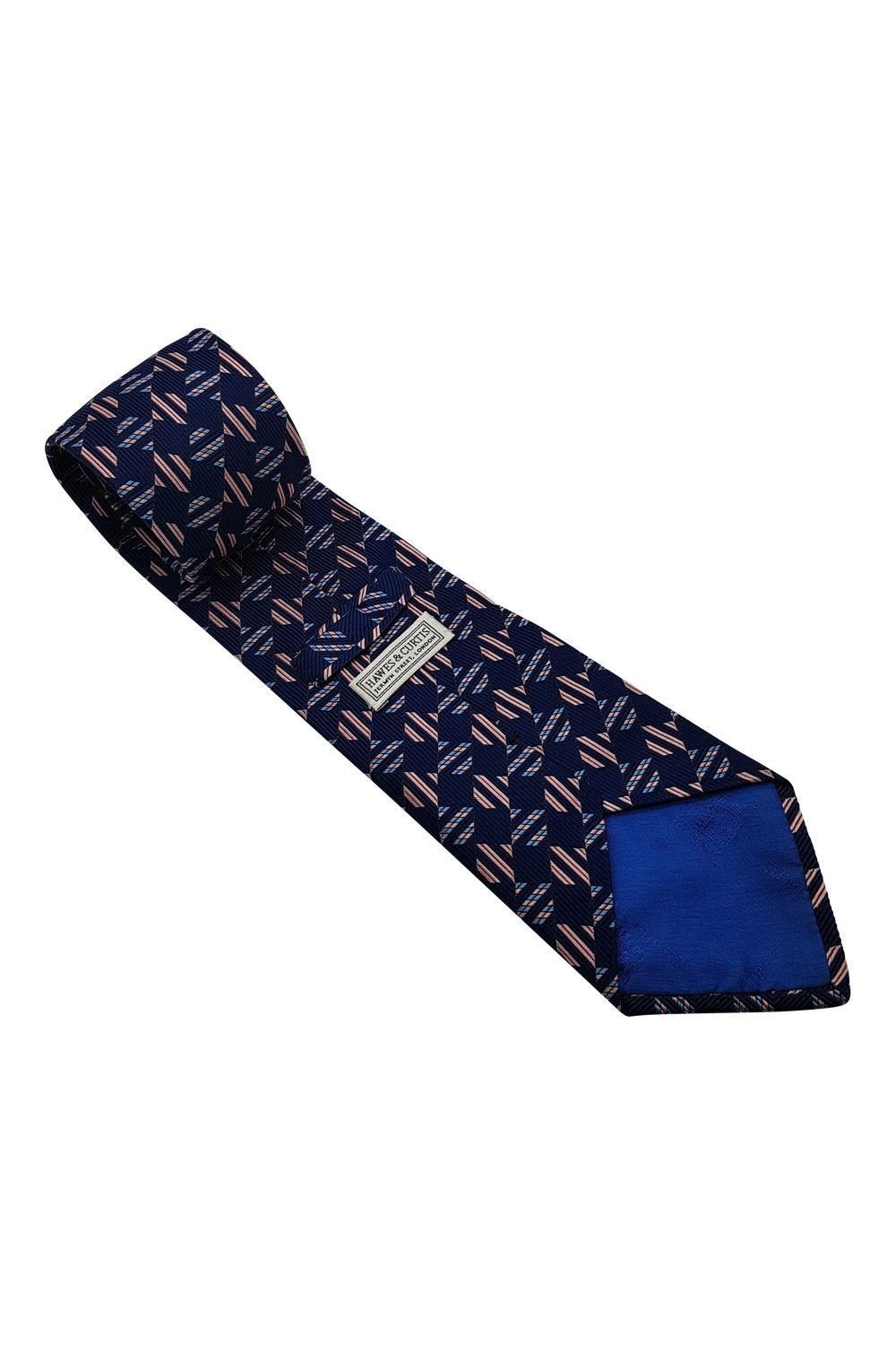 HAWES & CURTIS 100% Silk Classic Length Blue and Pink Men's Necktie (59