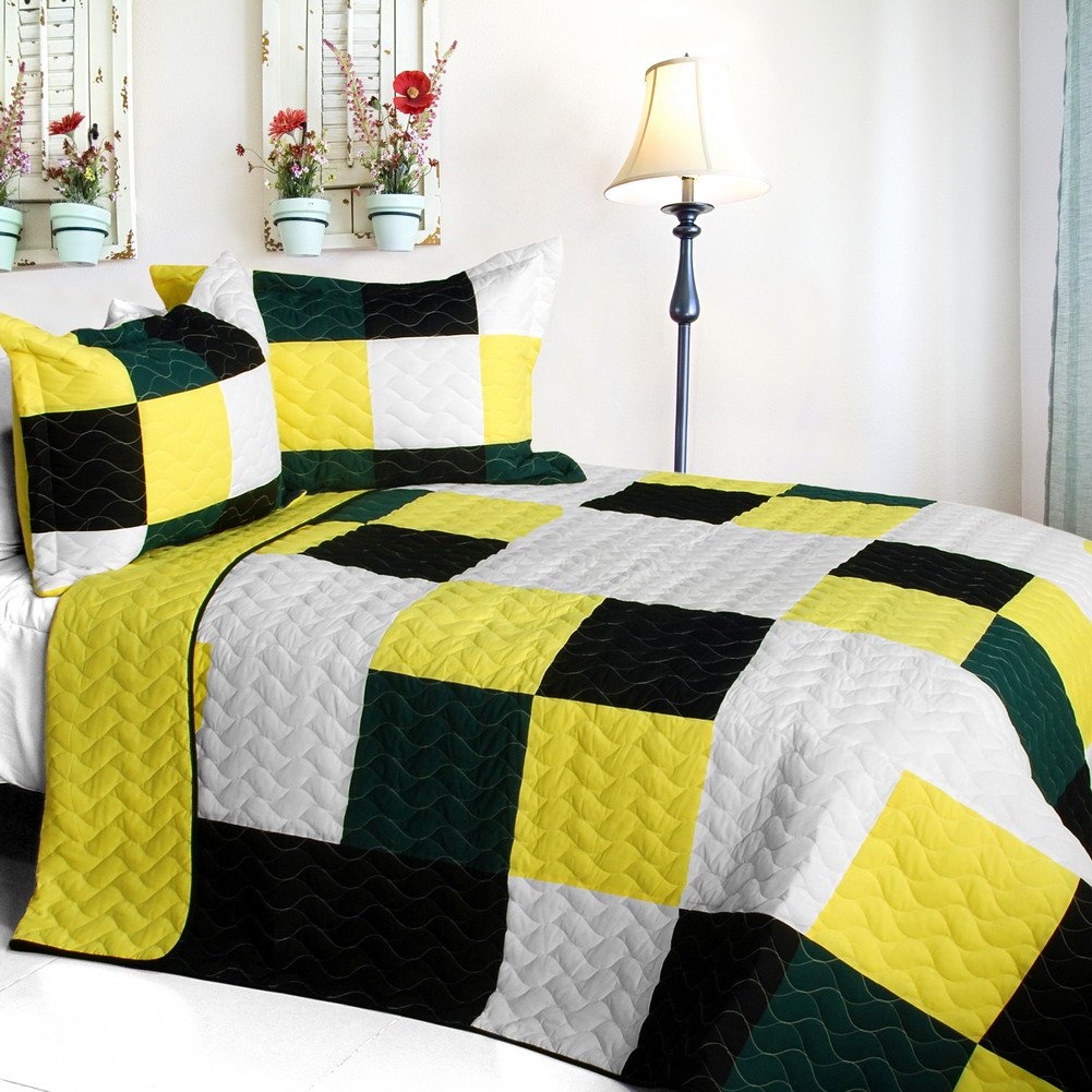 Vermicelli-Quilted Patchwork Quilt Set Full/Queen Size - Stylish & Comfortable Bedding for Cozy Bedrooms & Guest Rooms