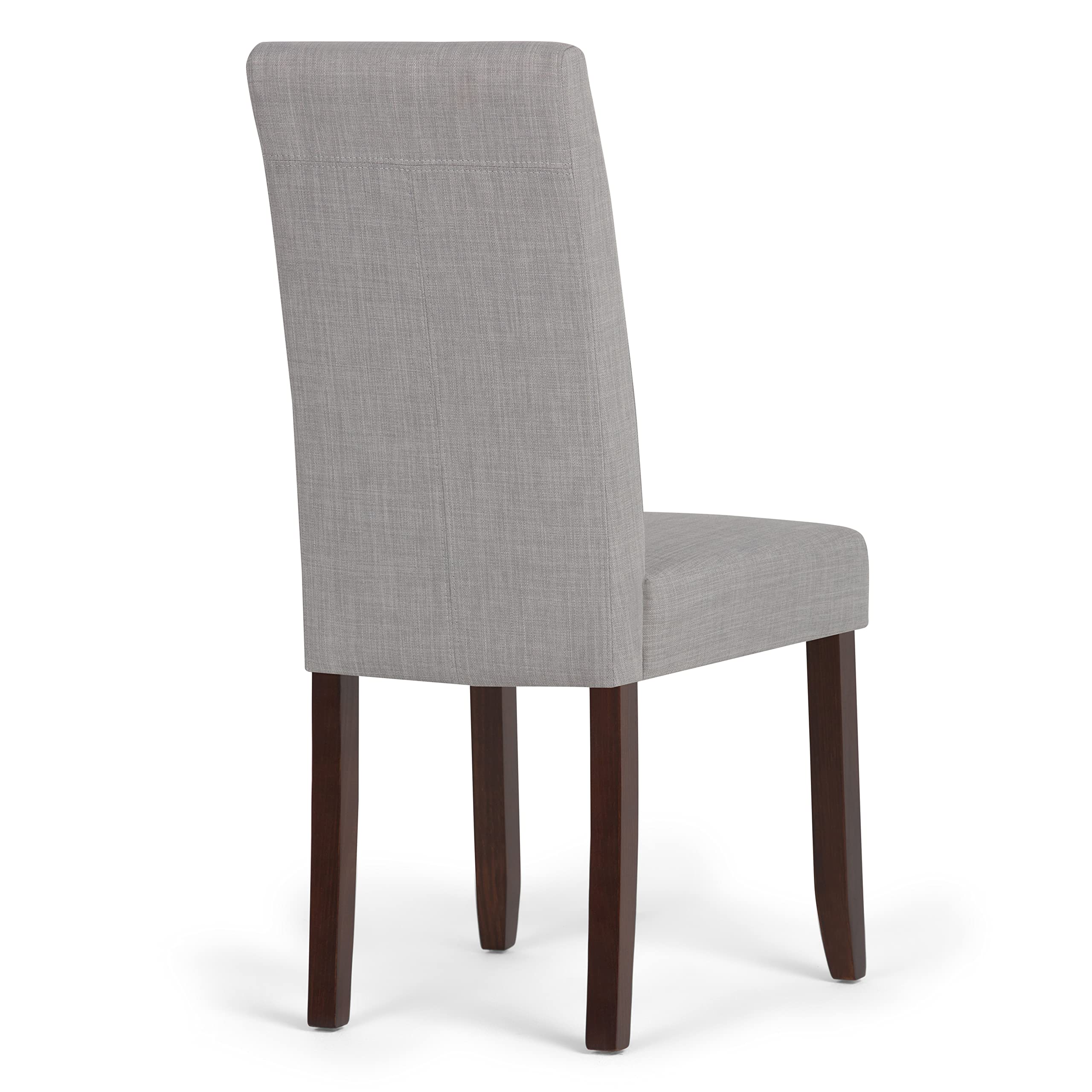 SIMPLIHOME Acadian Parson Dining Chairs Set of 2 - Solid Wood Frame, Linen-Look Upholstery in Dove Grey - Transitional Style Dining Room Chairs 22.4