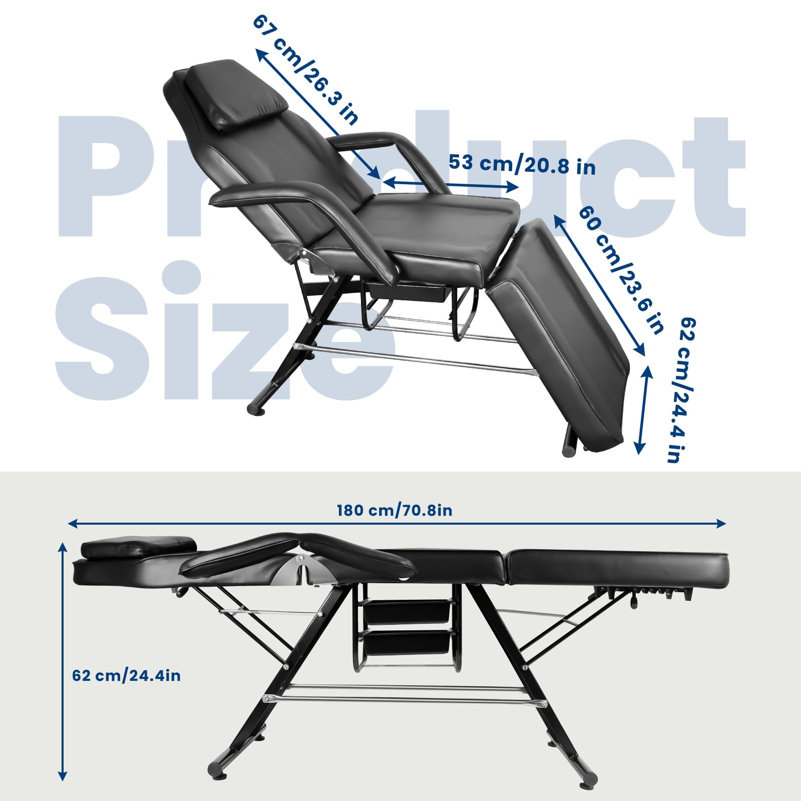 Professional Hydraulic Tattoo Chair & Massage Bed - 71