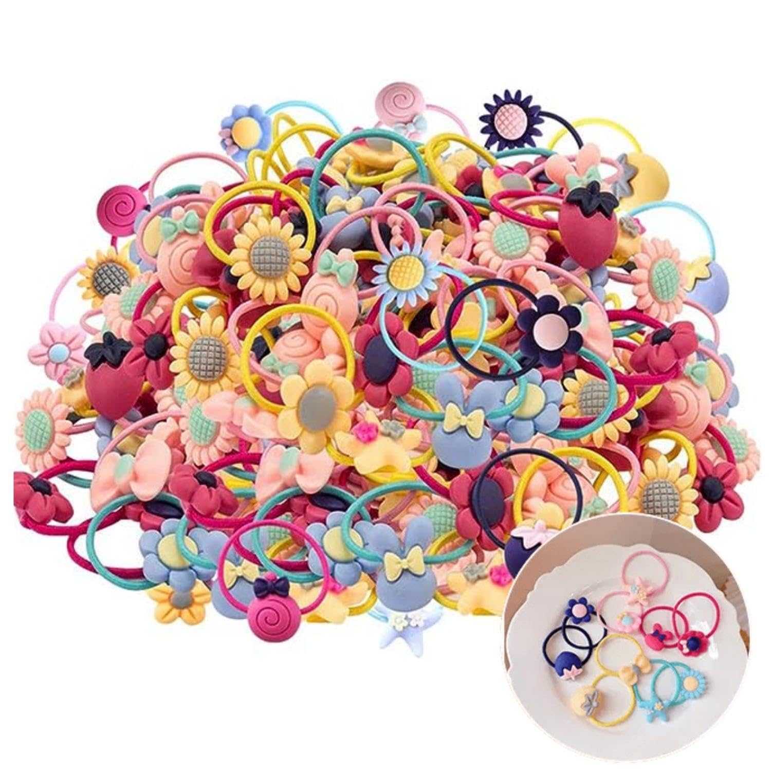 120 PCS Girls Hair Accessories Set - Hair Ties, Elastics for Kids, Toddlers & Babies - Perfect for School, Parties & Daily Styling