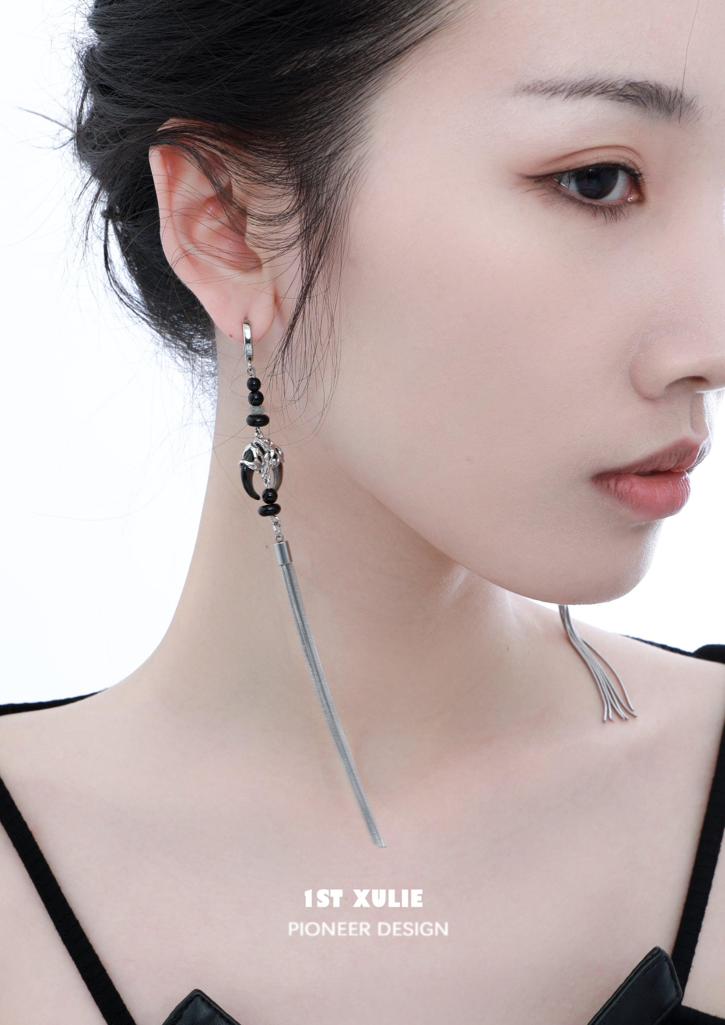 MYTH OF THE MOON S925 Sterling Silver 18K Gold Plated Agate Tassel Drop Earrings for Women - Elegant Boho Jewelry Gift for Party, Wedding & Special Occasions