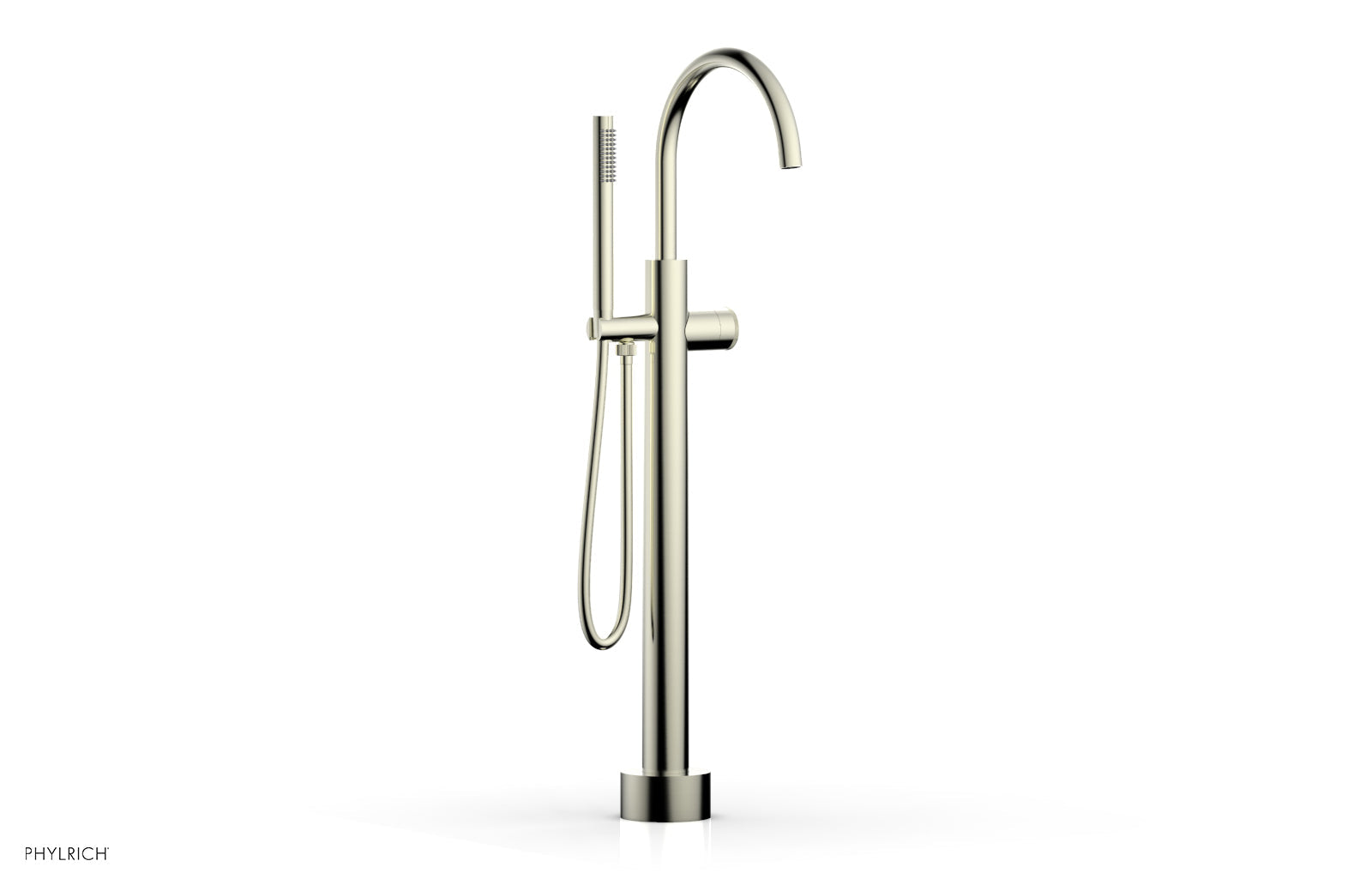 BASIC II Low Floor Mount Tub Filler with Knurled Handle and Hand Shower - Model 230 44 03 - Perfect for Modern Bathrooms and Spa-Like Showers