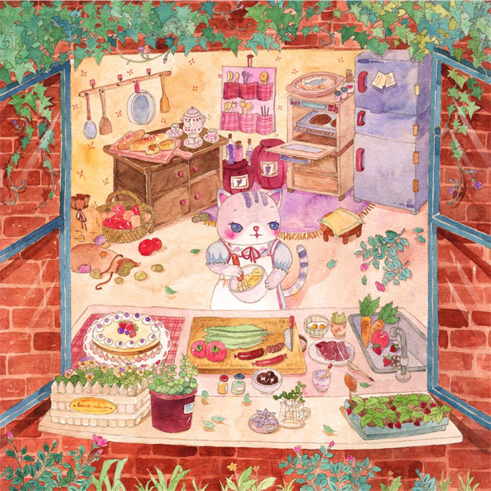 3000-Piece Adult Jigsaw Puzzle - Mother Cat Cooking Scene, Fun & Relaxing Puzzle Game for Stress Relief, Meditation & Family Bonding | Perfect for Home Decor, Gifts & Educational Activities