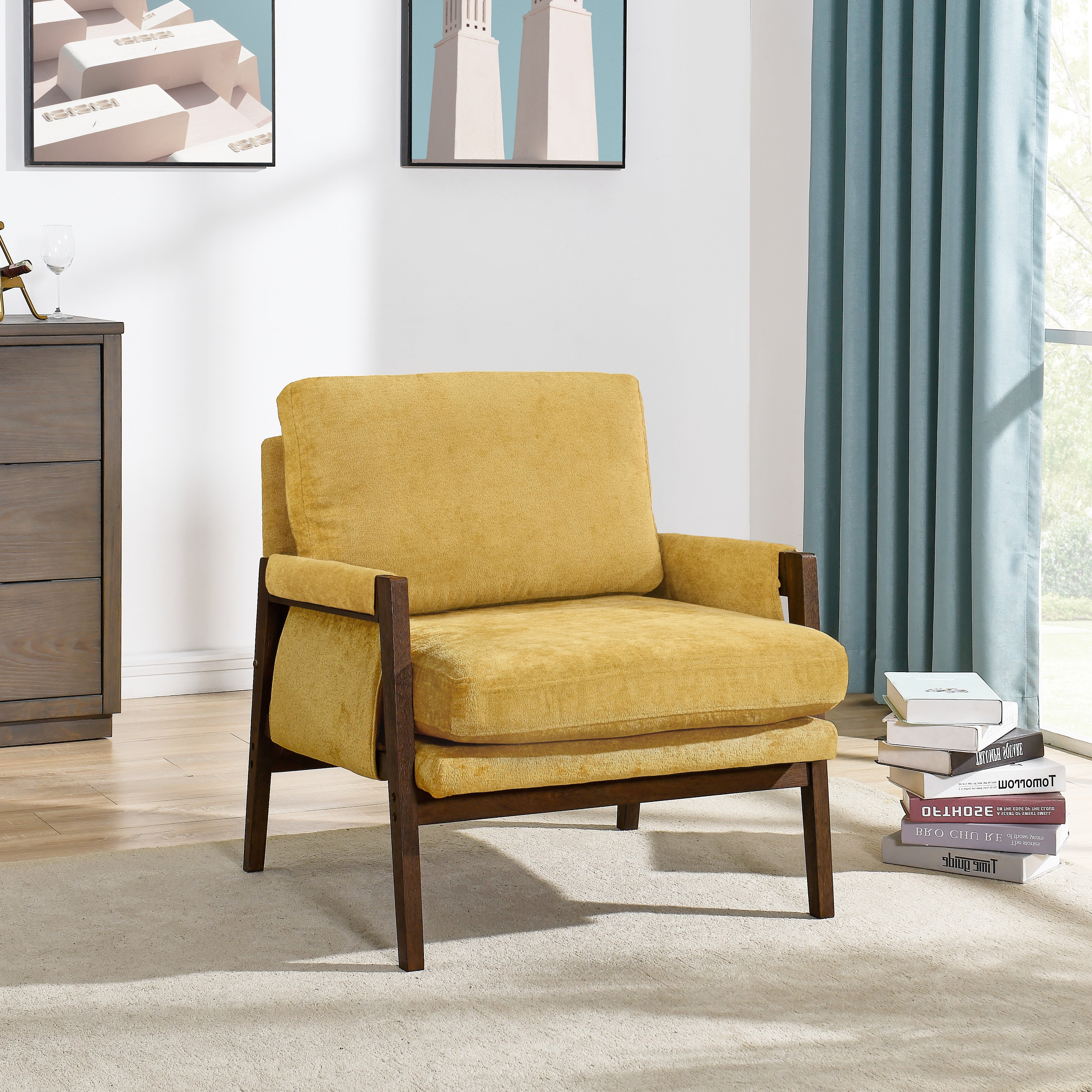 Kelly Mid Century Modern Velvet Accent Armchair - Stylish Roundhill Furniture for Living Room, Bedroom & Office - Comfortable Lounge Chair for Home Decor