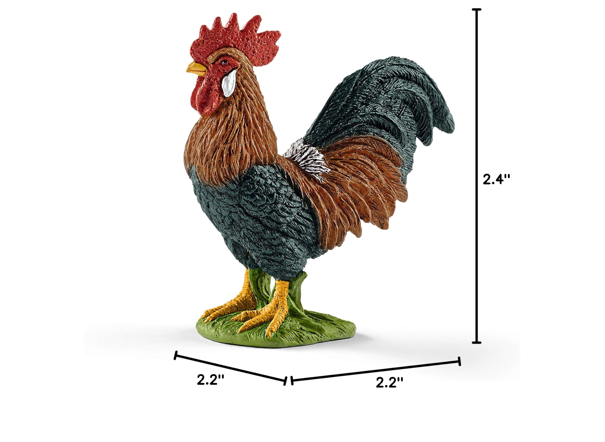 Schleich Farm World Rooster Toy Figurine - Realistic Farm Animal Toys for Boys & Girls Ages 3+ | Educational Barnyard Playset for Kids, Farmhouse Pretend Play & Collectible Bird Figures