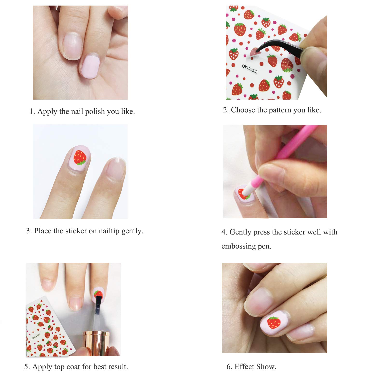 14 Sheets 3D Self-Adhesive Nail Stickers for Women & Girls - DIY Nail Art Decals with Hearts, Fruits, Flowers, Animals & Rainbow Designs | Perfect for Parties, Salons, Gifts & Home Manicures