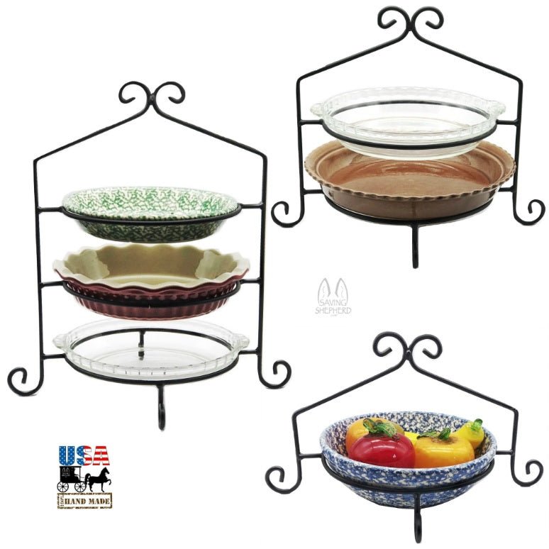 Premium Iron Pie Rack Set - Single, Double & Triple Tier Metal Baking Stands for Kitchen, Bakery & Dessert Display | Heavy Duty USA-Made