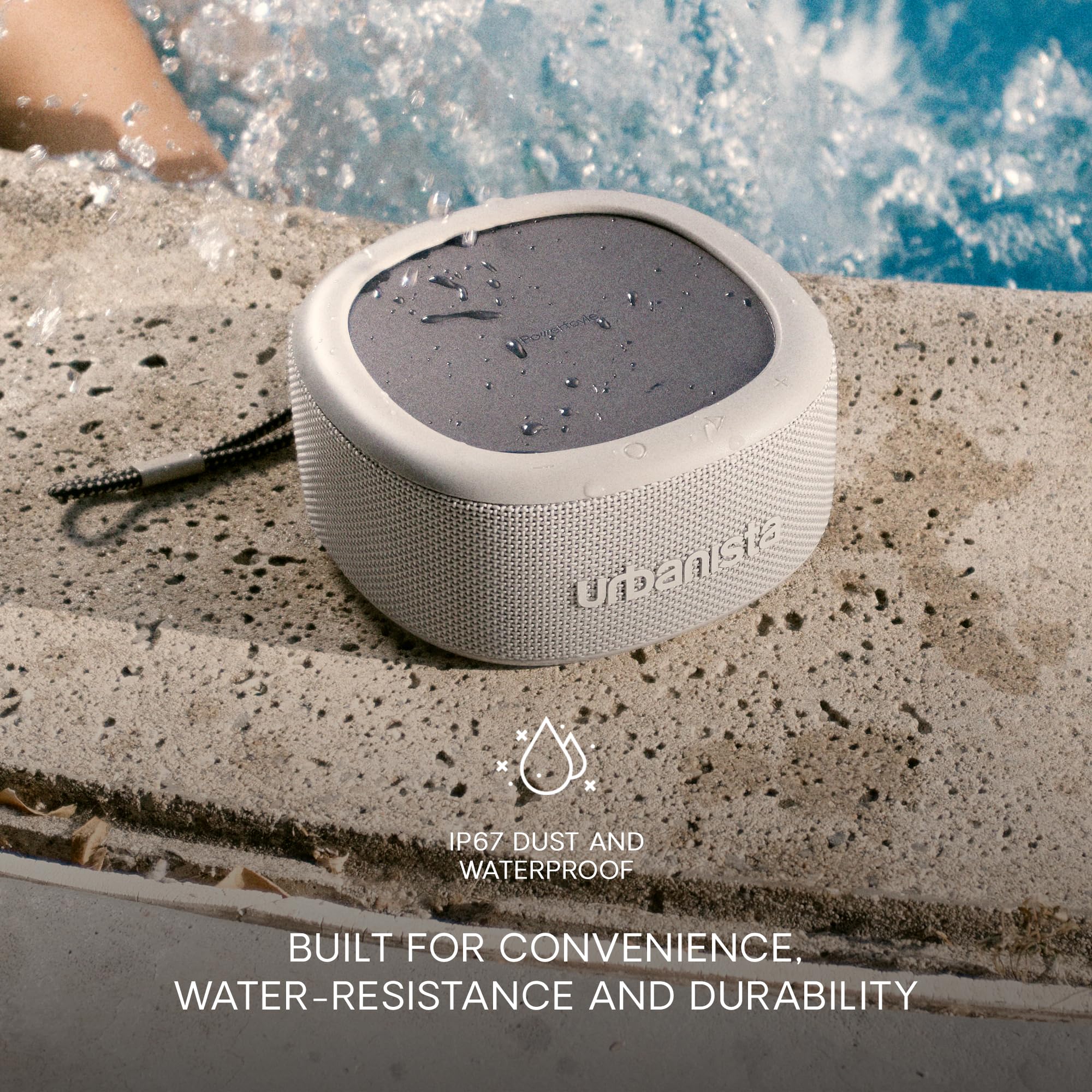 Urbanista Malibu Solar Bluetooth Speaker - 20W Wireless Portable Speaker with 45H Playtime, IP67 Waterproof, Stereo Sound & Dual Pairing | Compact Travel Speaker for Beach, Camping, Pool Party & Home Use in Midnight Black