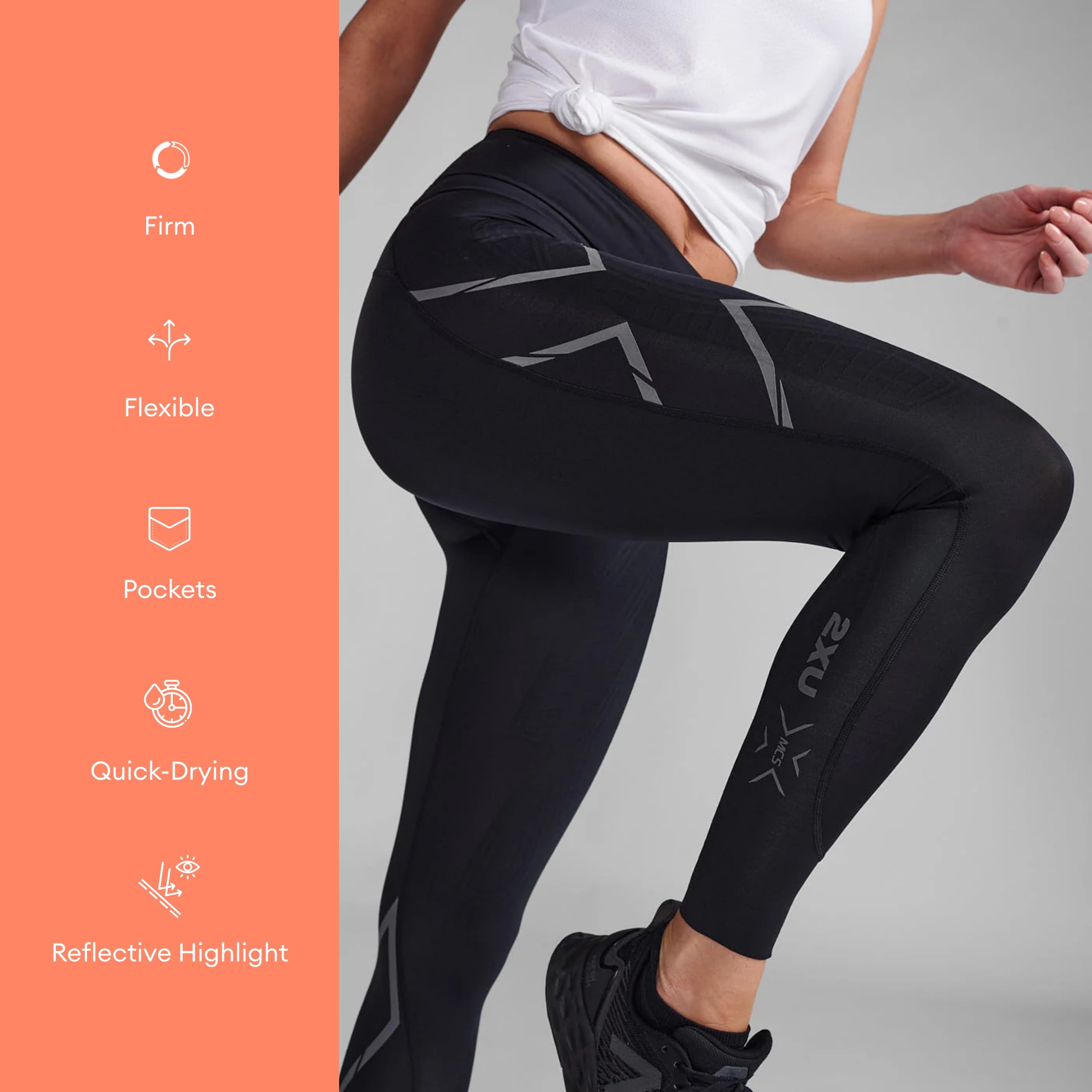 2XU Women's Light Speed Compression Tights - Breathable Running Leggings with Muscle Support for Enhanced Performance | Ideal for Marathon Training, Gym Workouts & Active Lifestyle