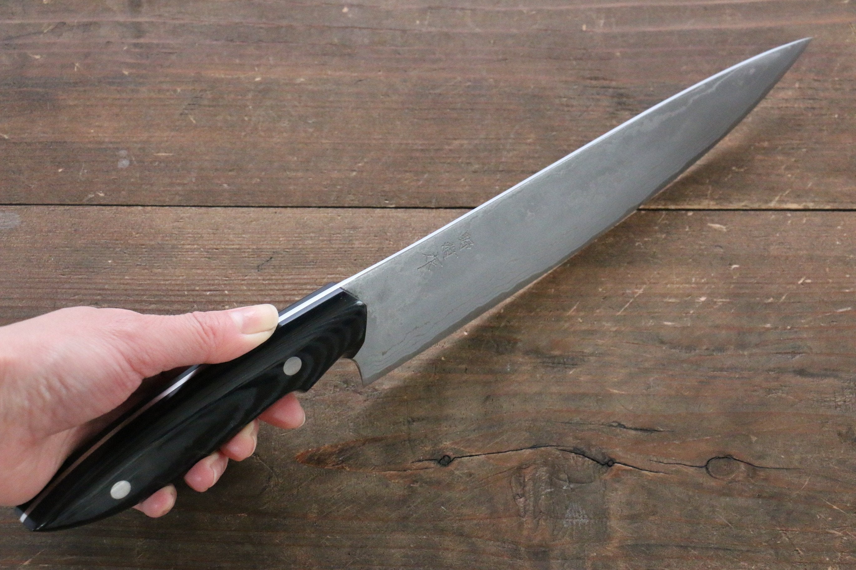 Premium Kazuo Nomura White Steel No.2 Damascus Gyuto Chef Knife 210mm - Japanese Kitchen Knife with Micarta Handle for Professional Chefs & Home Cooking - Perfect for Slicing, Dicing & Meat Cutting