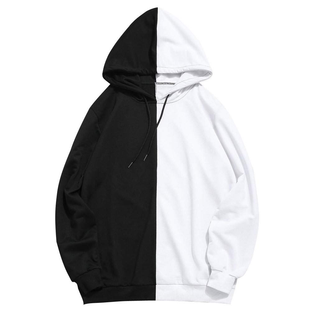 Amber Men's Casual Patchwork Slim Fit Hoodie Jacket - Stylish Outerwear Blouse Sweatshirt for Everyday Wear & Outdoor Adventures