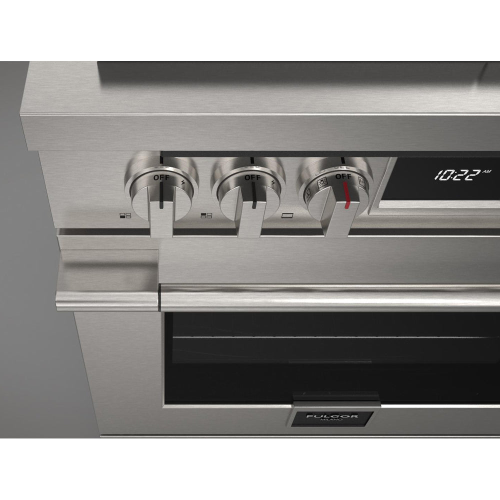 Fulgor Milano 30-inch 400 Series Accento Dual Fuel Range - Stainless Steel (F4PDF304S1) | Professional Gas & Electric Stove for Modern Kitchens