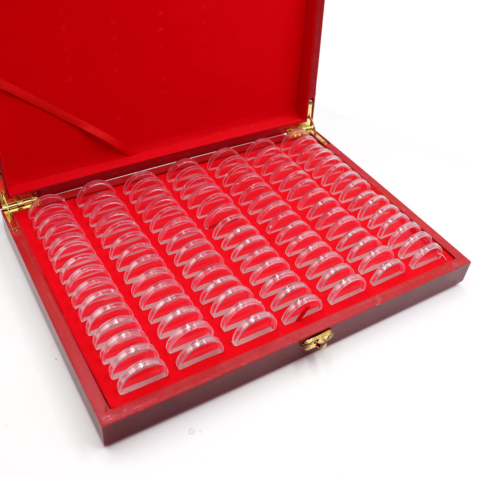 100-Piece 30mm Wooden Coin Capsule Holder Case - Lockable Coin Collection & Display Storage Box for 25mm/27mm/30mm Commemorative Coins - Perfect for Collectors, Numismatists & Coin Enthusiasts (Home Display, Safe Storage, Gift Packaging)