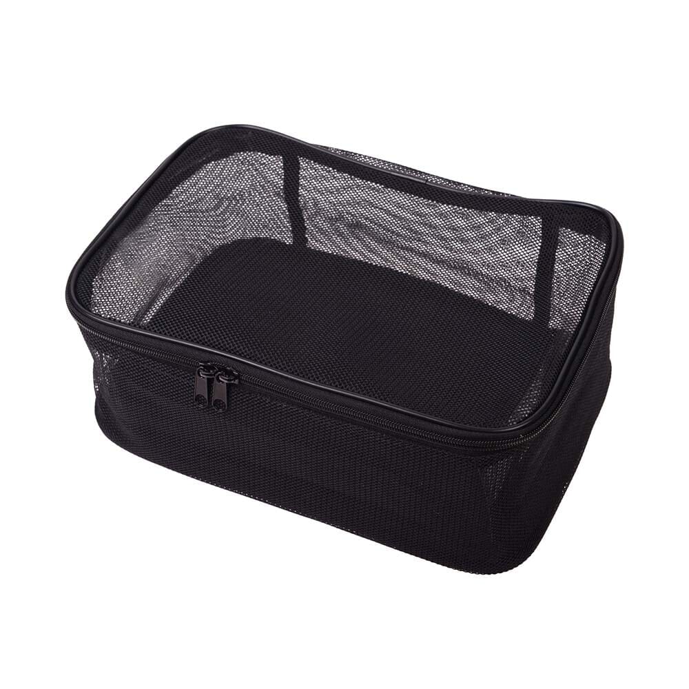 3-Piece Black Mesh Cosmetics Travel Bag Set - Assorted Sizes for Makeup & Toiletries | Perfect for Vacation, Gym & Air Travel