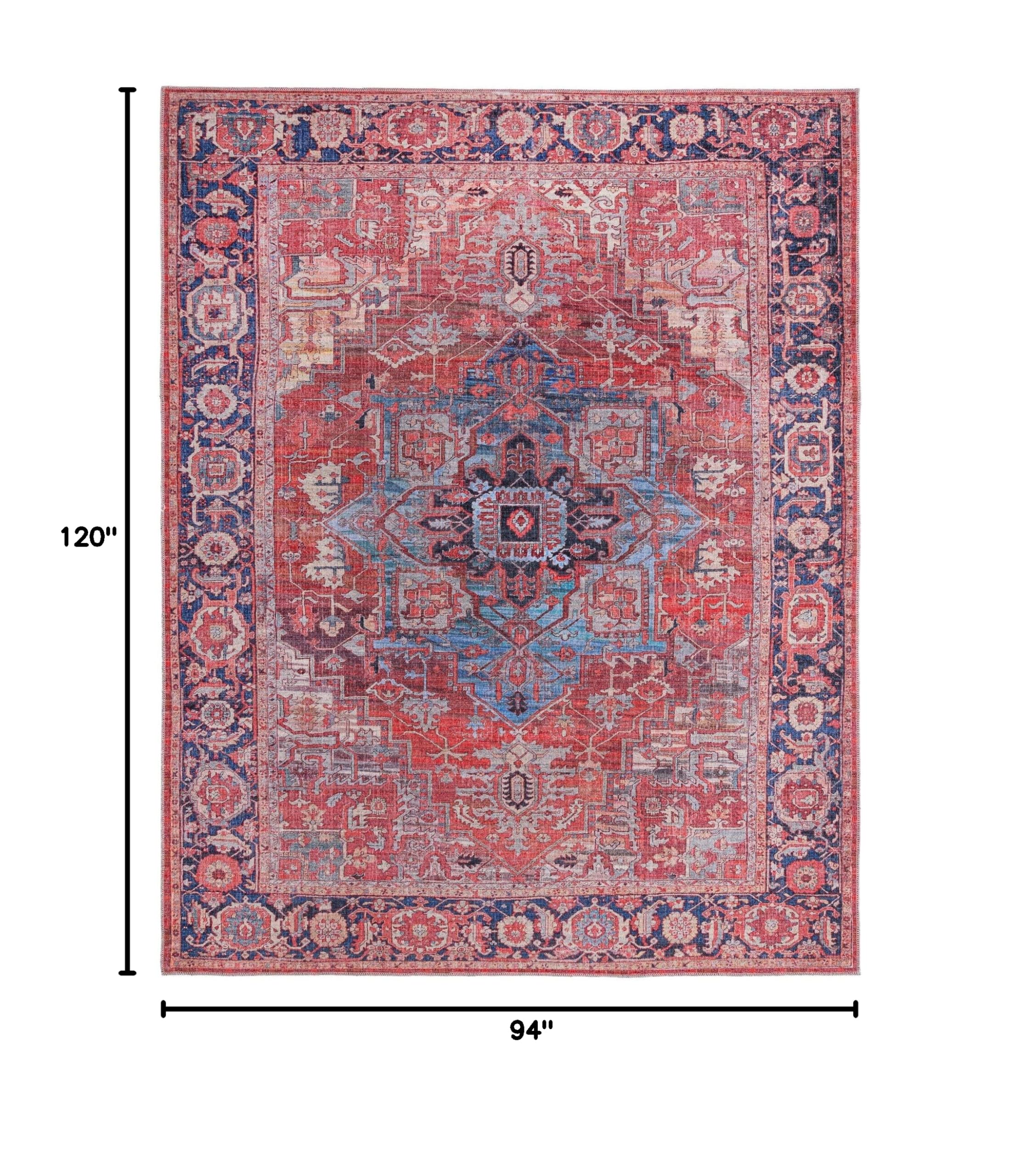 Washable Low-Pile Area Rug 8x10 Feet - Rust Red Modern Maahru Collection by Rugs.com | Perfect for Living Rooms, Dining Rooms & Open Floor Plans | Pet-Friendly & Easy-Clean Home Decor