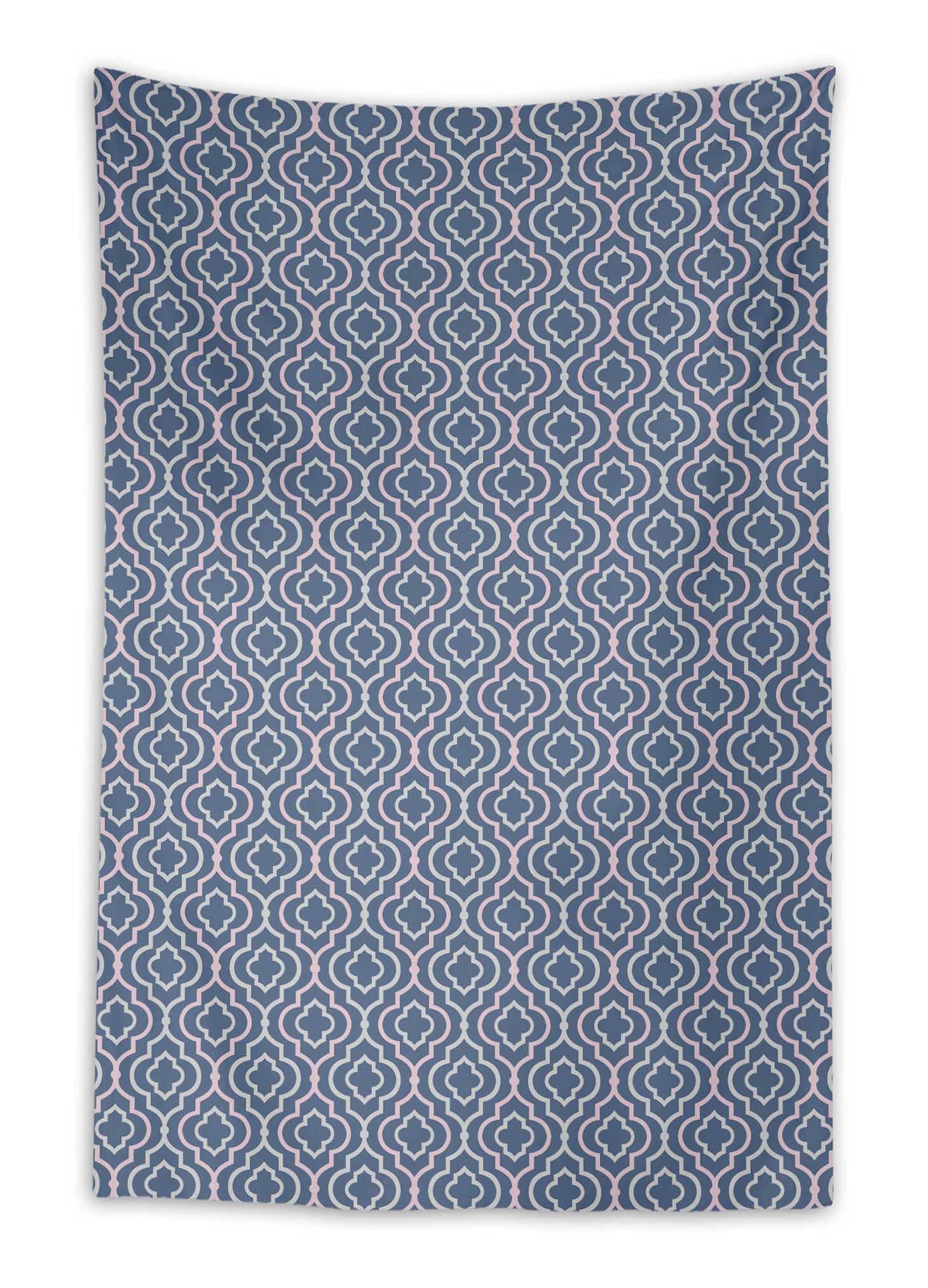 Blue Quarterfoil Geometric Wall Hanging Tapestry - 58x92 Inch Boho Home Decor for Living Room, Bedroom & Nursery | Kids Room Wall Art, Housewarming Gift