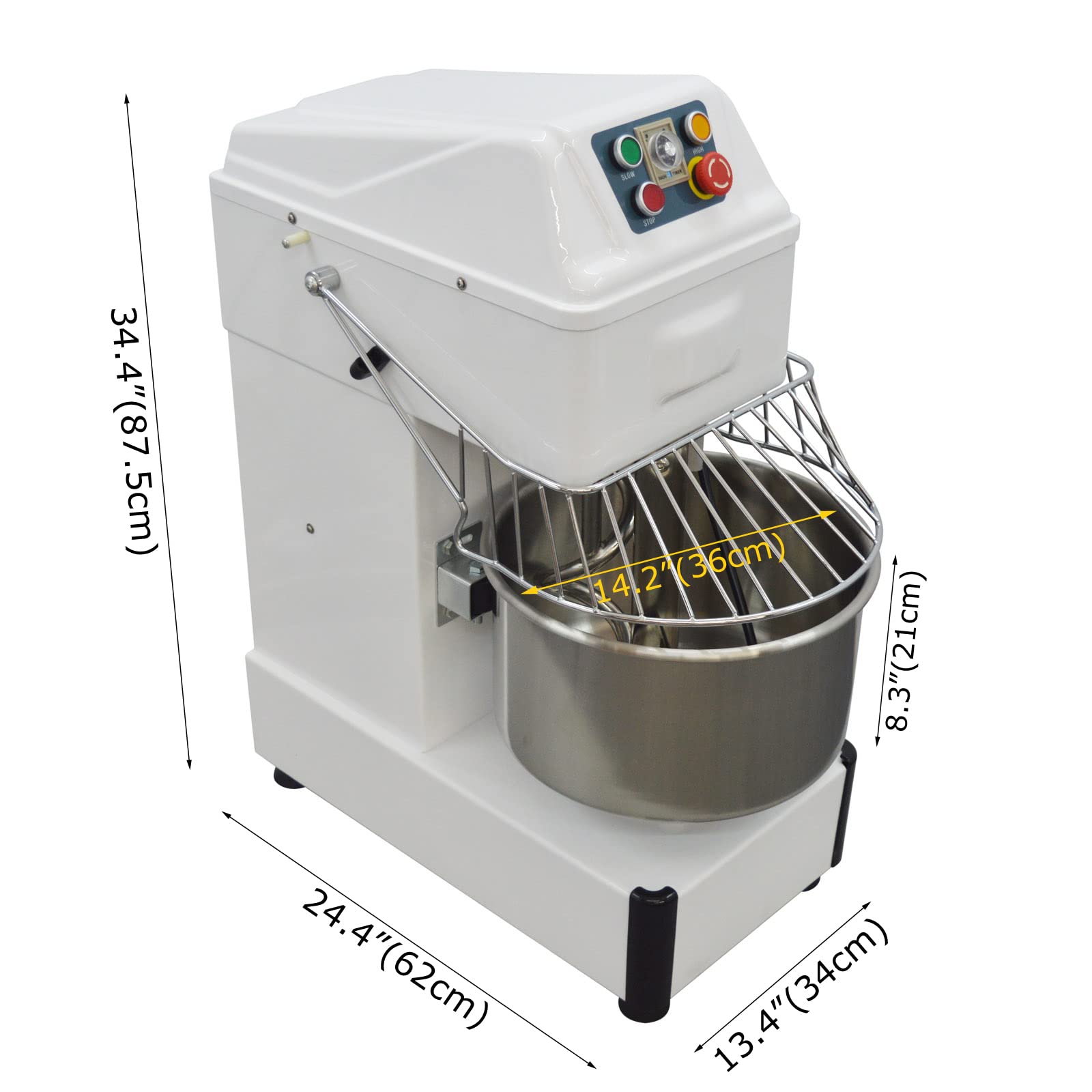 INTBUYING 18Qt Commercial Dough Mixer - 1500W Stainless Steel Stand Mixer with 2 Speeds & Timer - Heavy Duty Flour Blender for Bread, Pizza Dough - Perfect for Bakeries, Restaurants & Home Baking (110V)