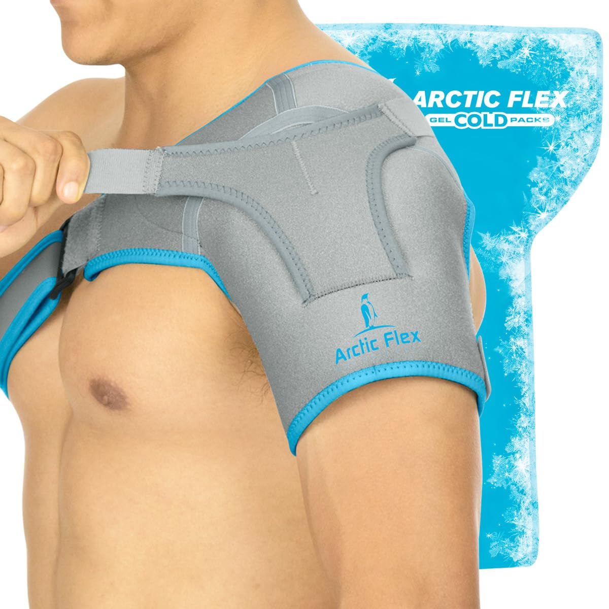 Arctic Flex Shoulder Ice Pack Brace - Reusable Cold & Hot Therapy Gel Wrap for Pain Relief - Compression Support for Tendonitis, Dislocated Joint, Rotator Cuff (Left & Right Arm) - Ideal for Post-Surgery Recovery, Sports Injuries & Arthritis Pain Management