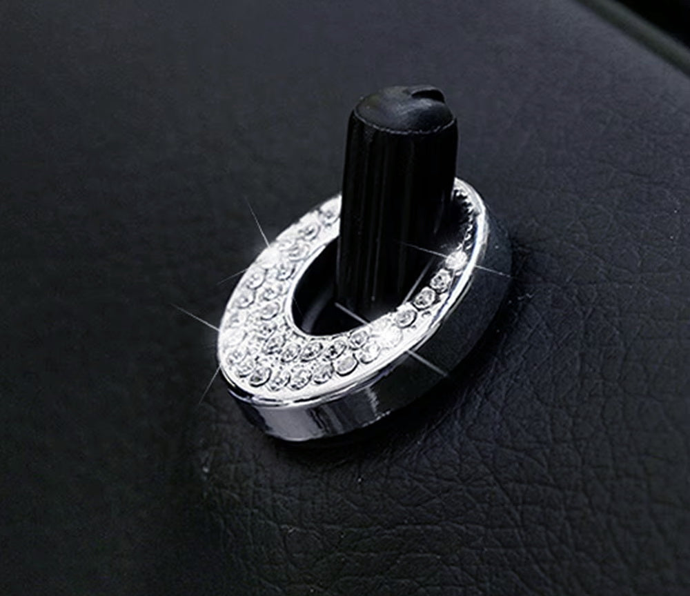 4PCS Oval Crystal Bling Alloy Door Lock Pin Decorative Rings for Mercedes CLA GLA - Luxury Car Accessories for Enhanced Interior Style & Protection